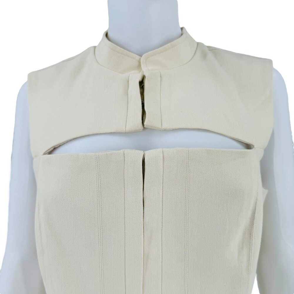 LOBA NEW Paulina Cut Out Sleeveless Top in Beige Size Large - Picture 3 of 7
